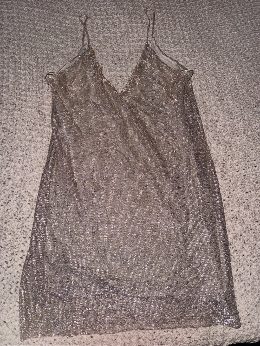 Zara Metallic Sheer Slip Dress - Taupe/Champagne